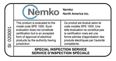 2020 Nemko Special Inspection Label