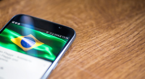 Brazil flag on mobile phone