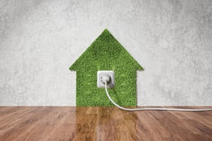 Eco green power plug in wall socket or outlet