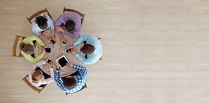 Group of multi generation people use technology together-1