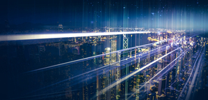 Internet speed Data communication connection network frame Modern industrial skyline city