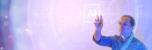 Man presses holographic AI button