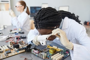 Lab engineer testing for safety