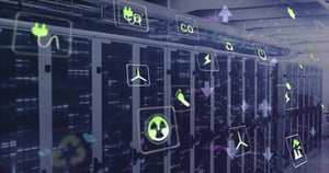 eco icons and data processing over computer servers